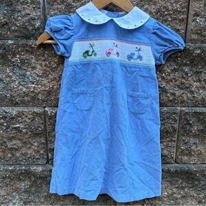 Vintage Anavini Smocked Light Blue Courduroy Dress
